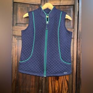 New York Laundry Navy Vest with‎ Green Accents